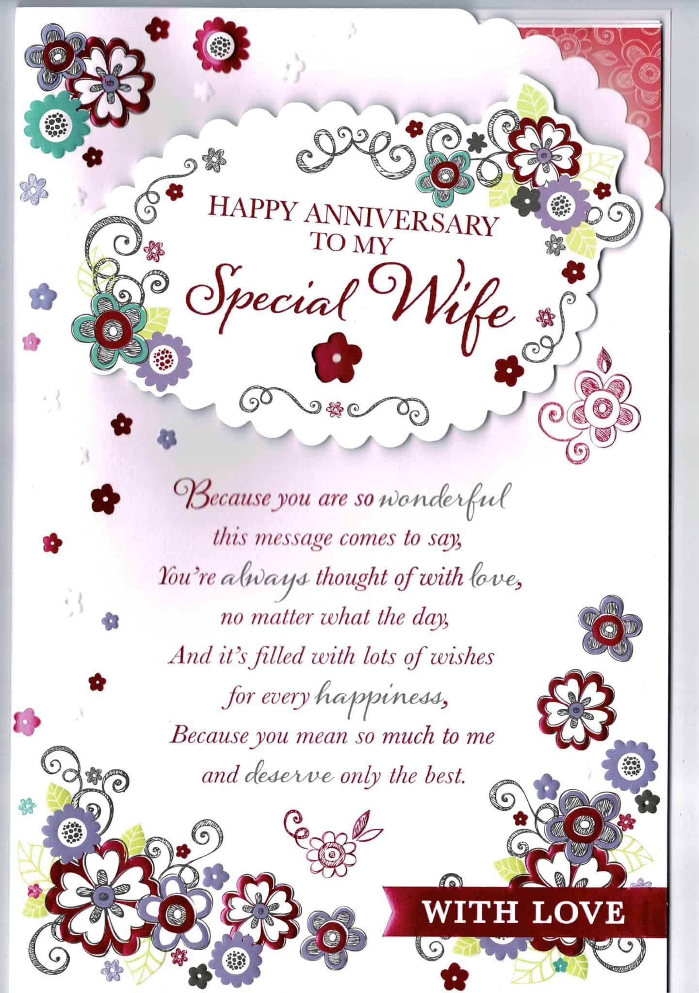 With Love To My Gorgeous Wife On Our Wedding Anniversary Large Card 