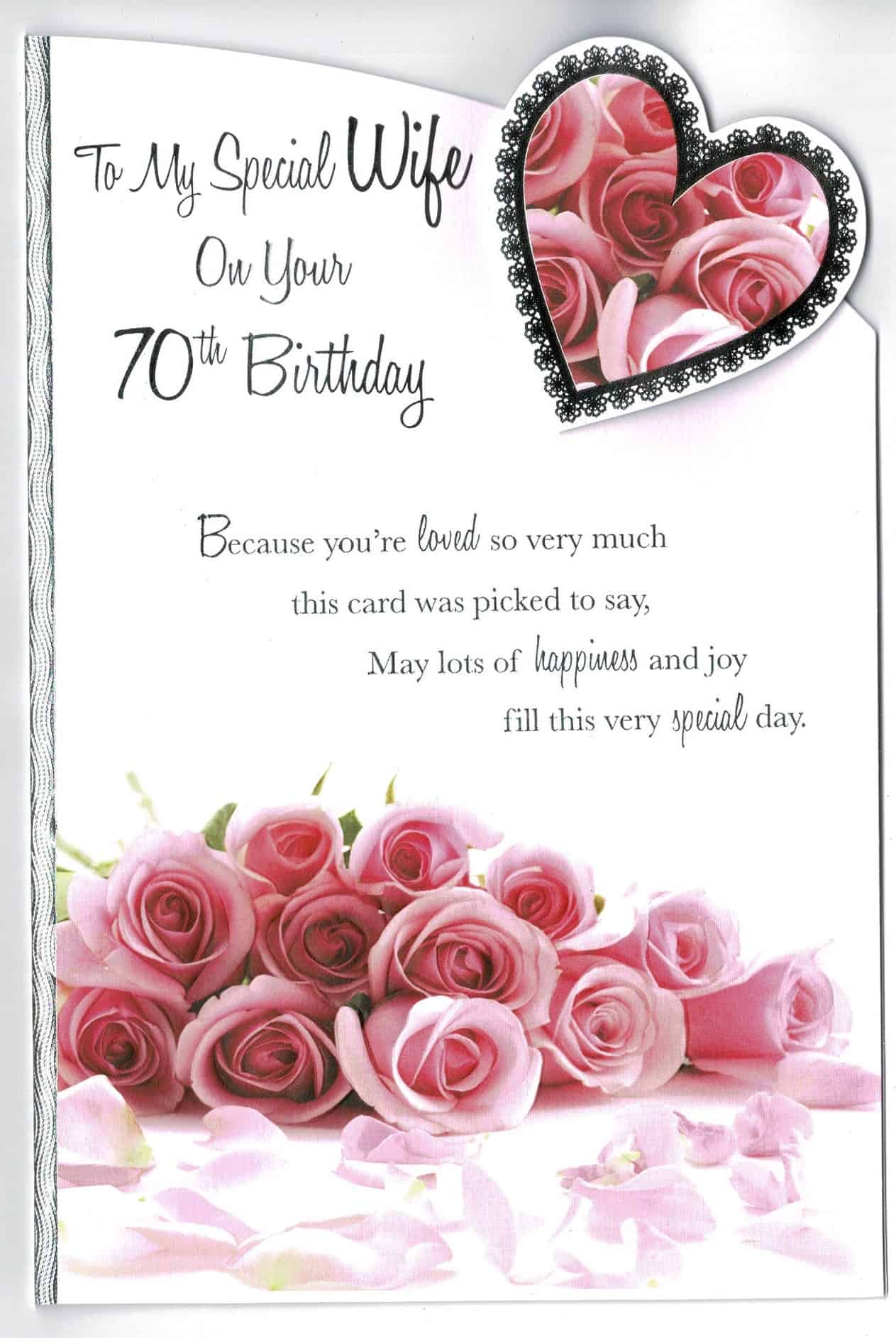 Wife 70th Birthday Card 'To My Special Wife On Your 70TH Birthday ...