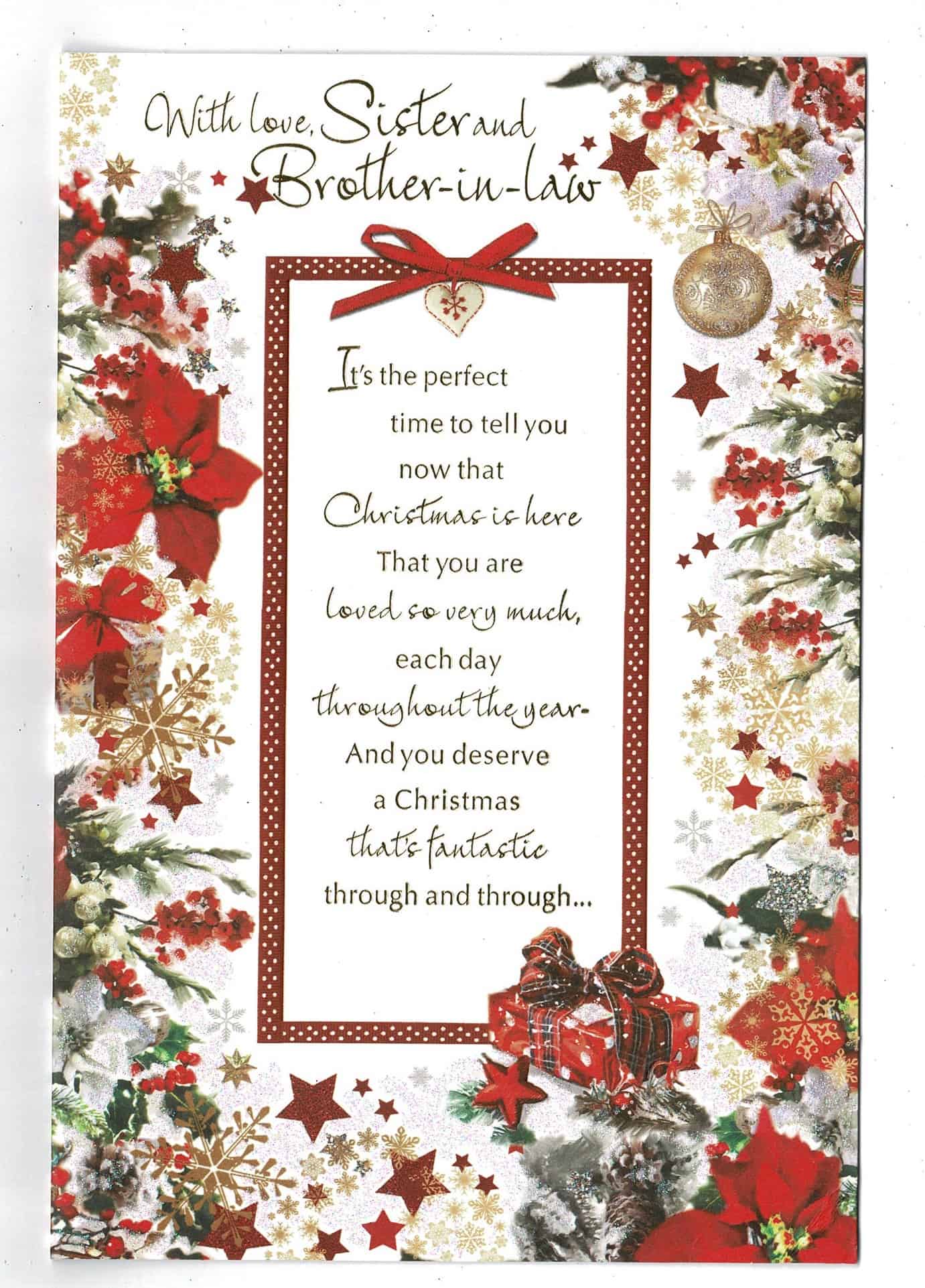 Sister And Brother In Law Christmas Card With Sentiment Verse EBay