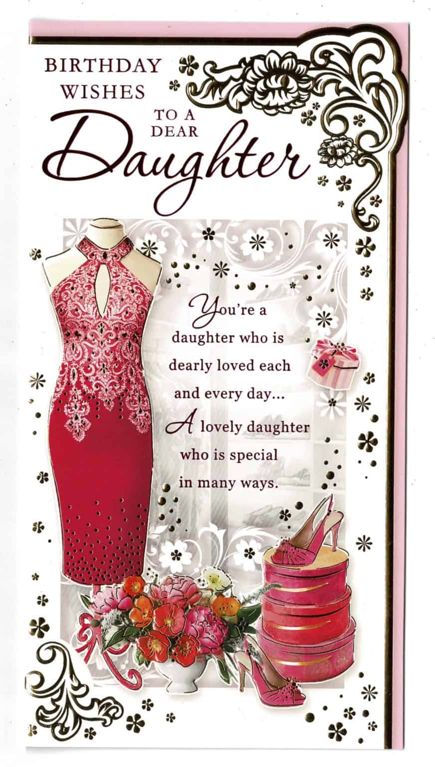 Daughter Birthday Card With Sentiment Verse 'Birthday Wishes To A Dear ...