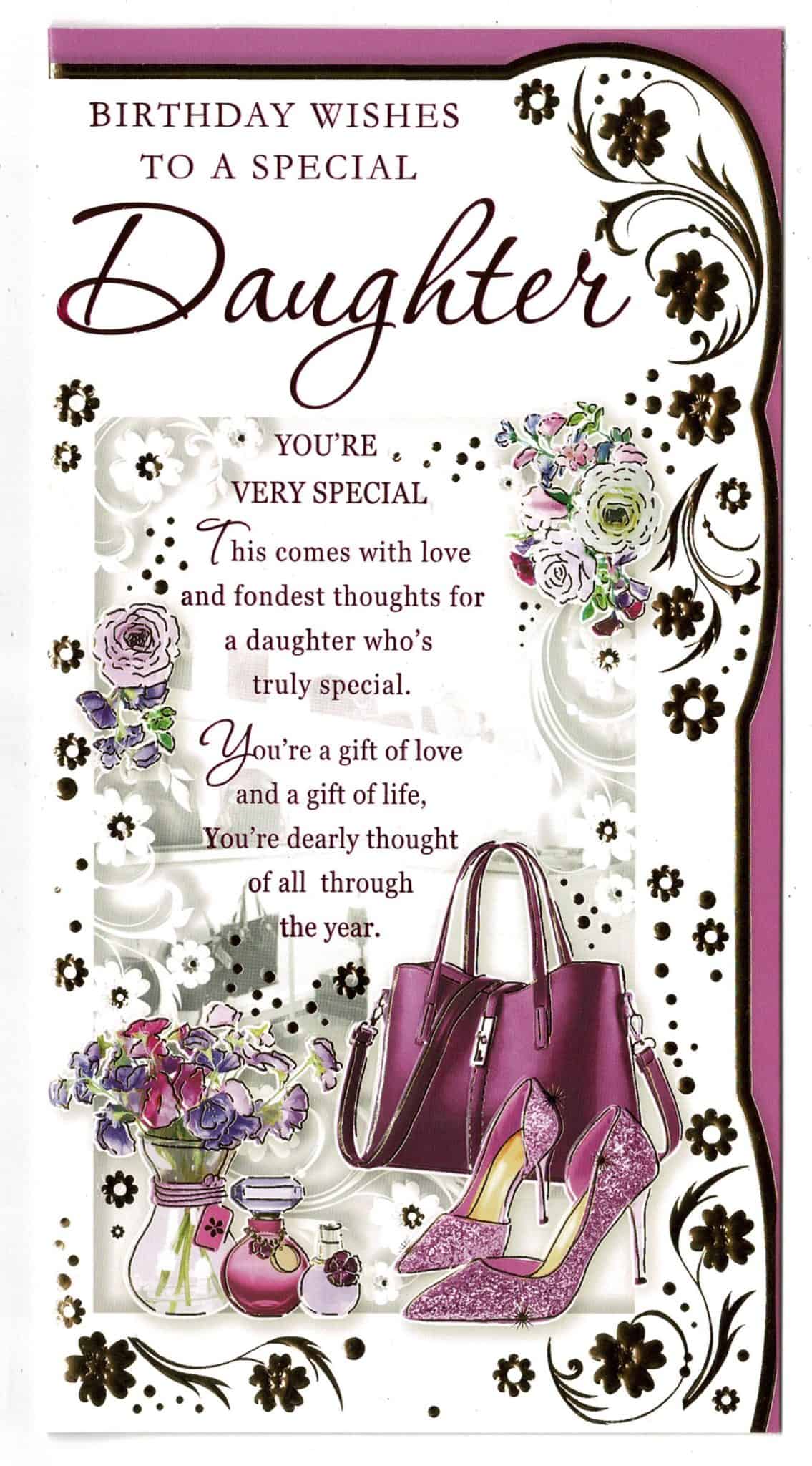 Daughter Birthday Card With Sentiment Verse Birthday Wishes To A Special Daughter With Love