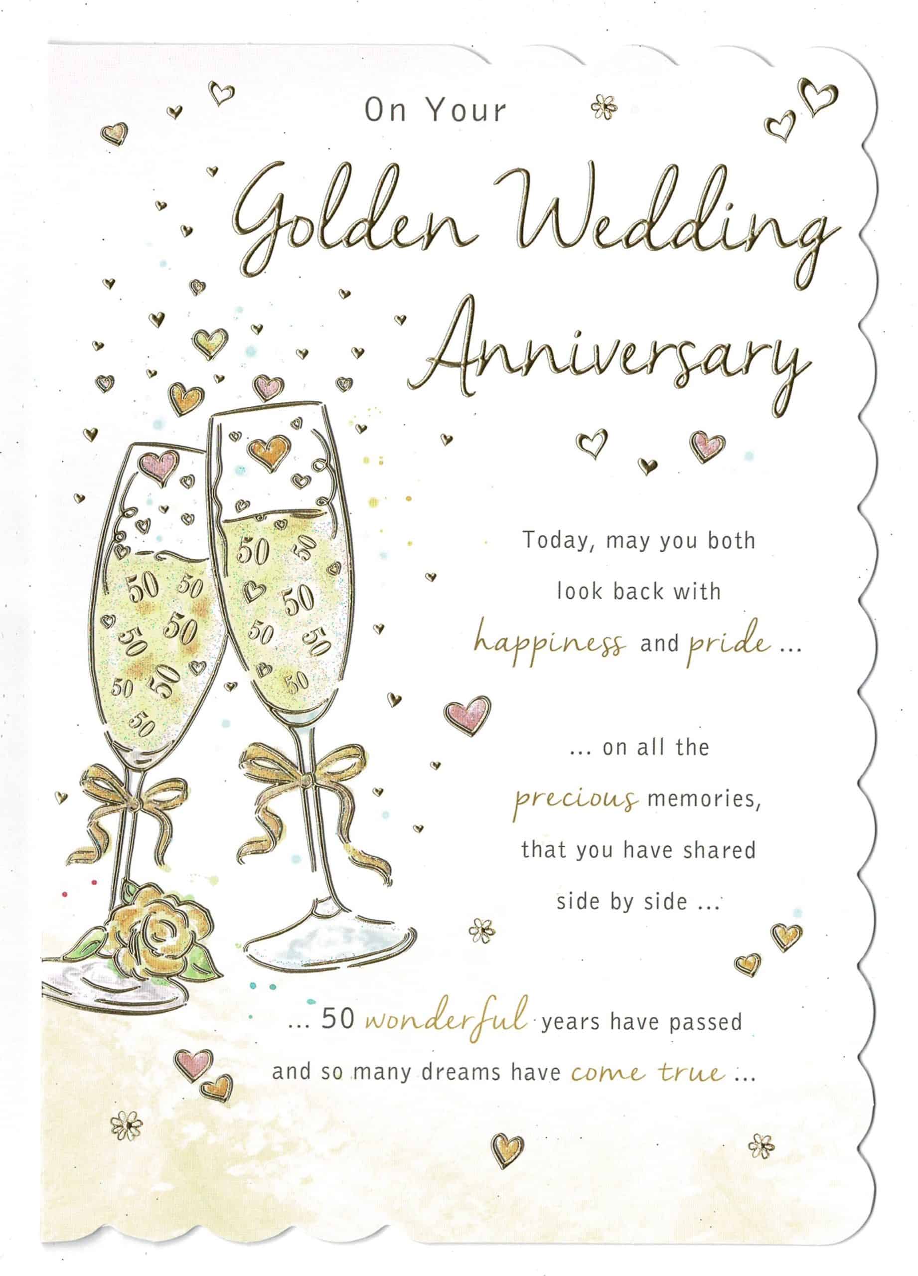 Golden 50th Wedding Anniversary Card 'On Your Golden Wedding ...