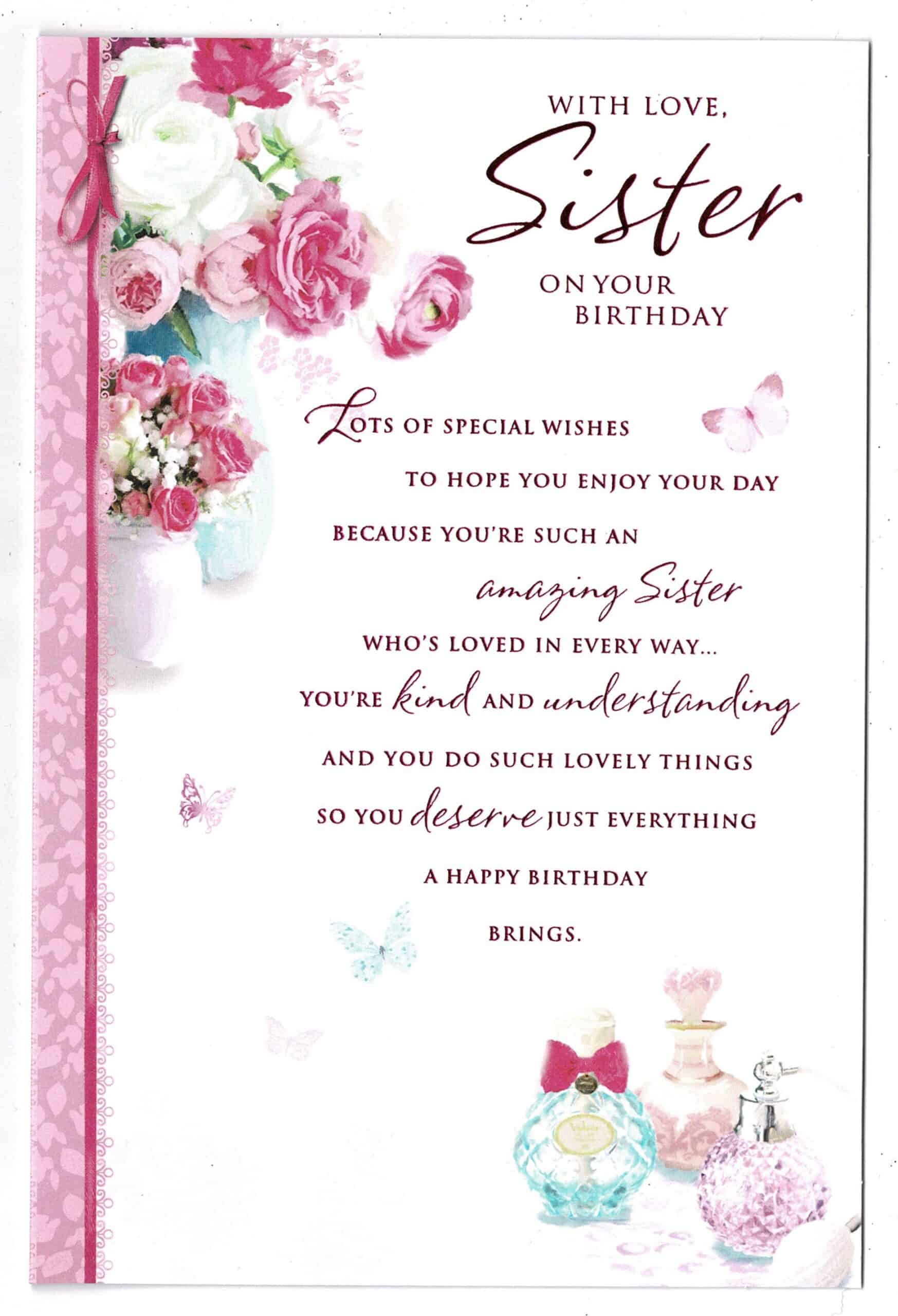 Sister Birthday Card 'With Love Sister On Your Birthday' With Love