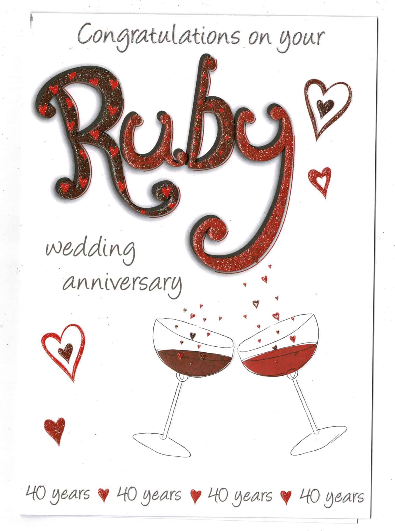 Ruby Wedding Anniversary Congratulations On Your Ruby Wedding