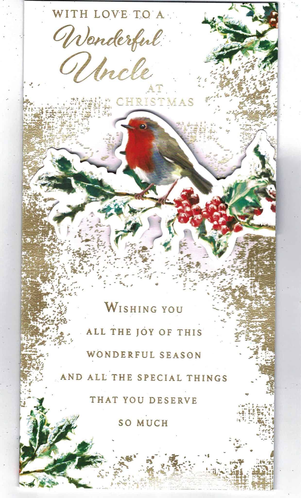 Uncle Christmas Card ' To A Wonderful Uncle At Christmas' - With Love ...