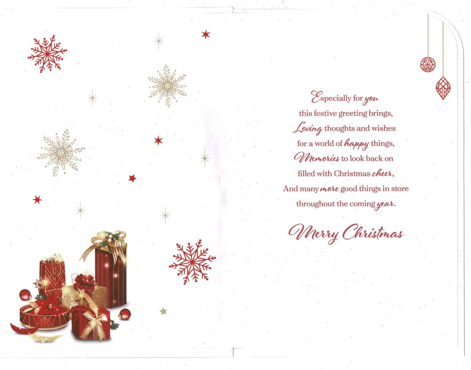 Sister Christmas Card 'With Love To A Wonderful Sister Merry Christmas - With Love Gifts &amp; Cards