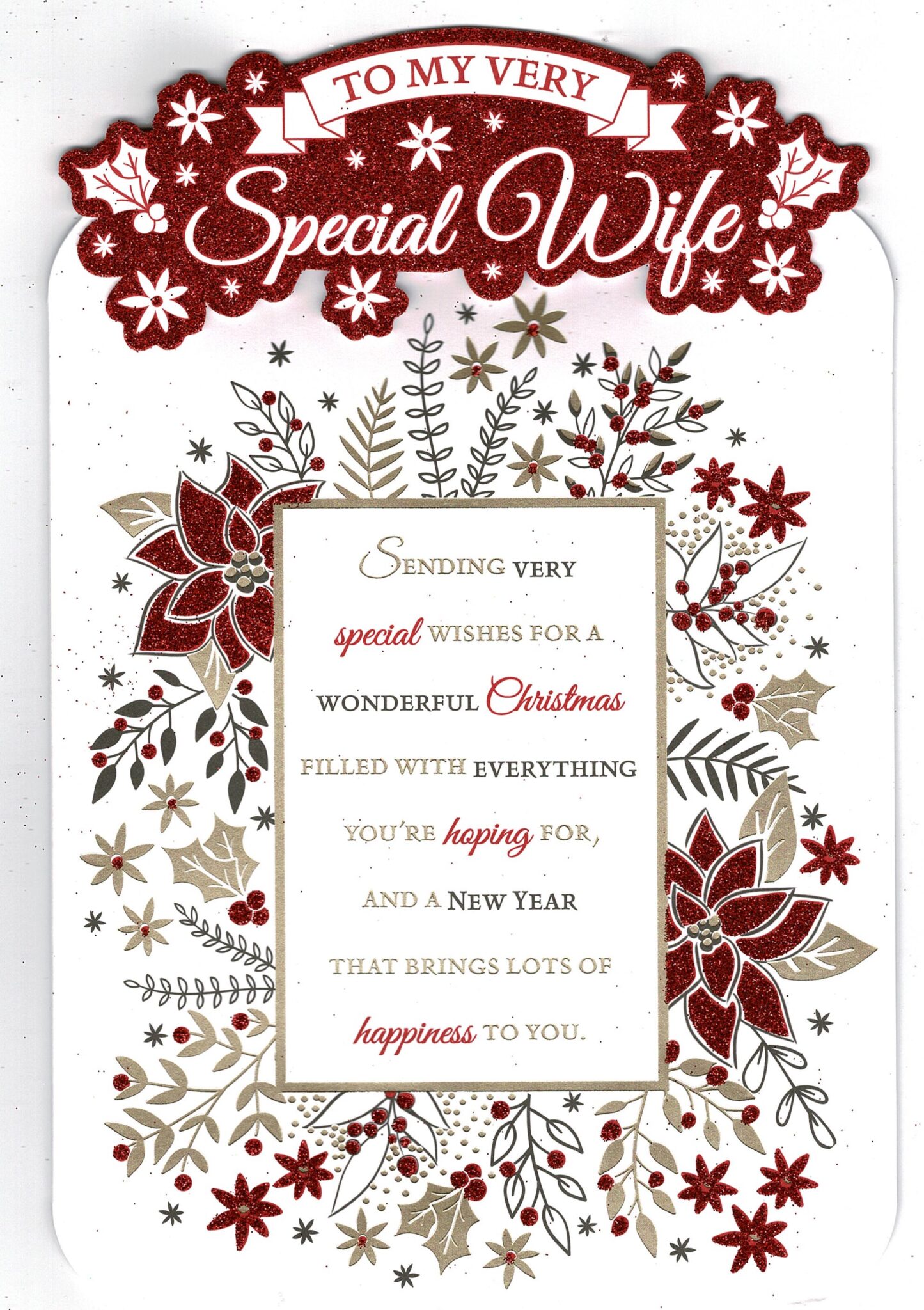 Wife Christmas Card ' To My Very Special Wife ' With Festive Sentiment Verse - With Love Gifts 