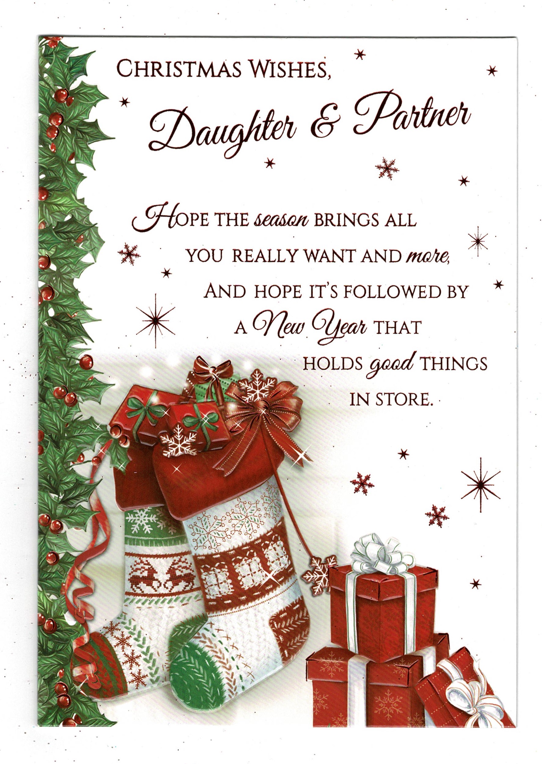 Daughter And Partner Christmas Card ' Christmas Wishes Daughter And