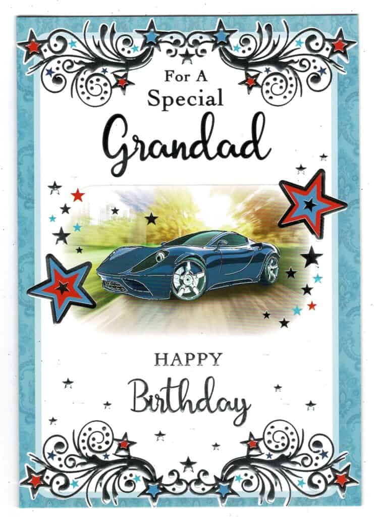 Grandad Birthday Card Blue Sports Card Special Grandad Silver Stars ...