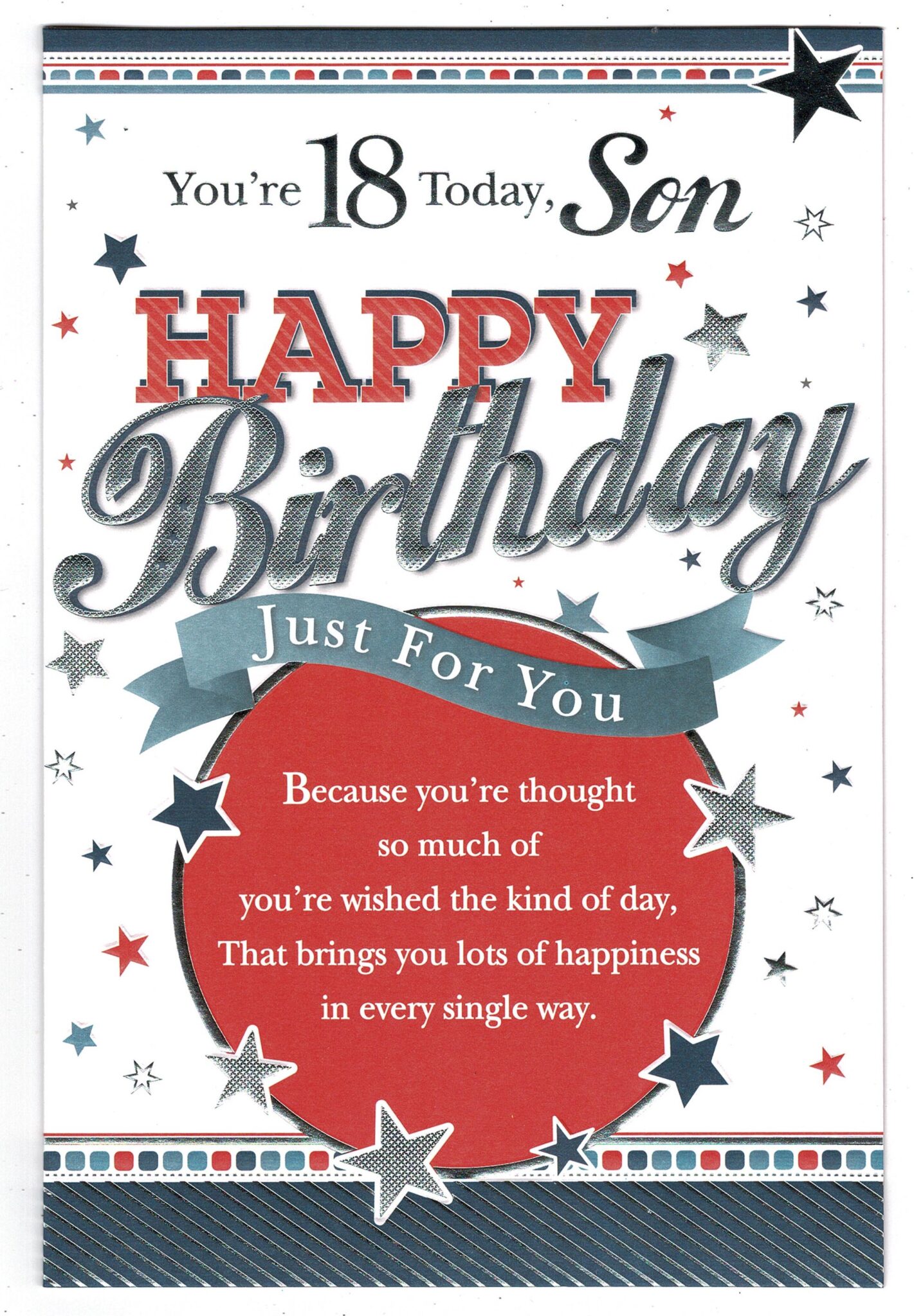 Son 18th Birthday Card 'You're 18 Today, Son Happy Birthday' - With