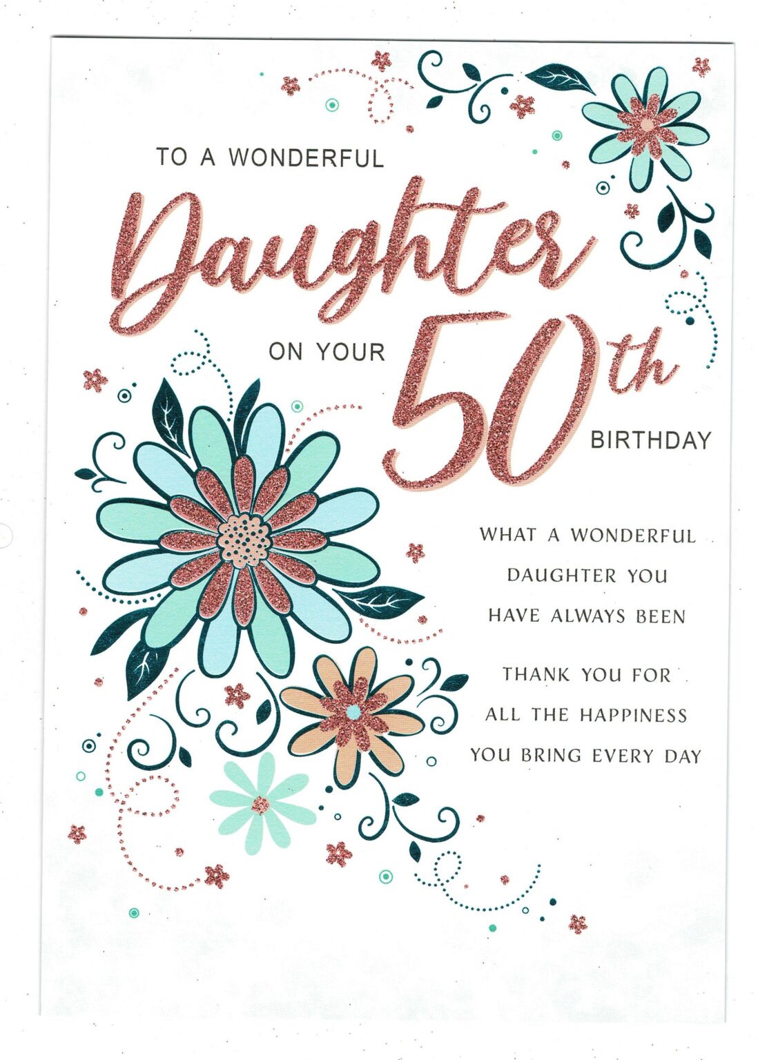 Daughter 50th Birthday Card Wonderful Daughter Contemporary Design Sentiment Verse With