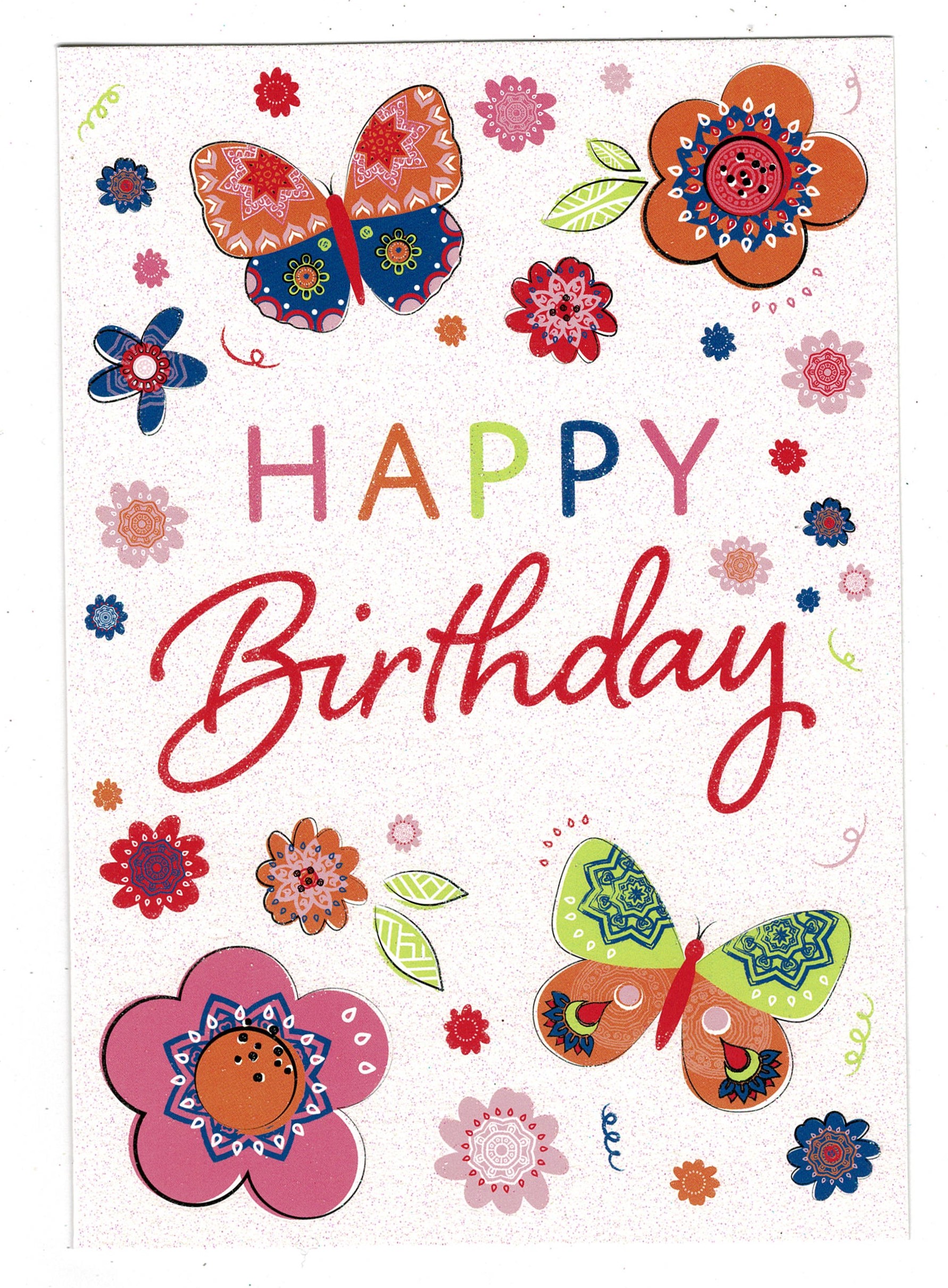 'Happy Birthday ' General Female Birthday Card With Glitter Floral ...