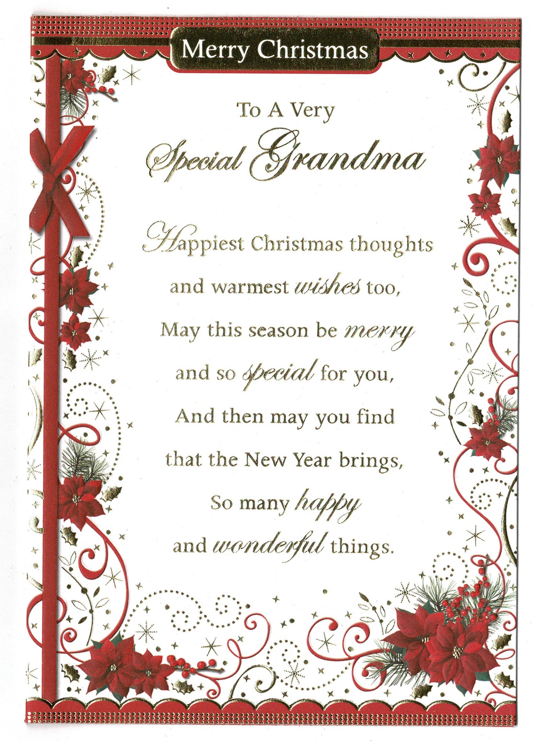 Grandma Christmas Card 'Merry Christmas To A Very Special Grandma ...