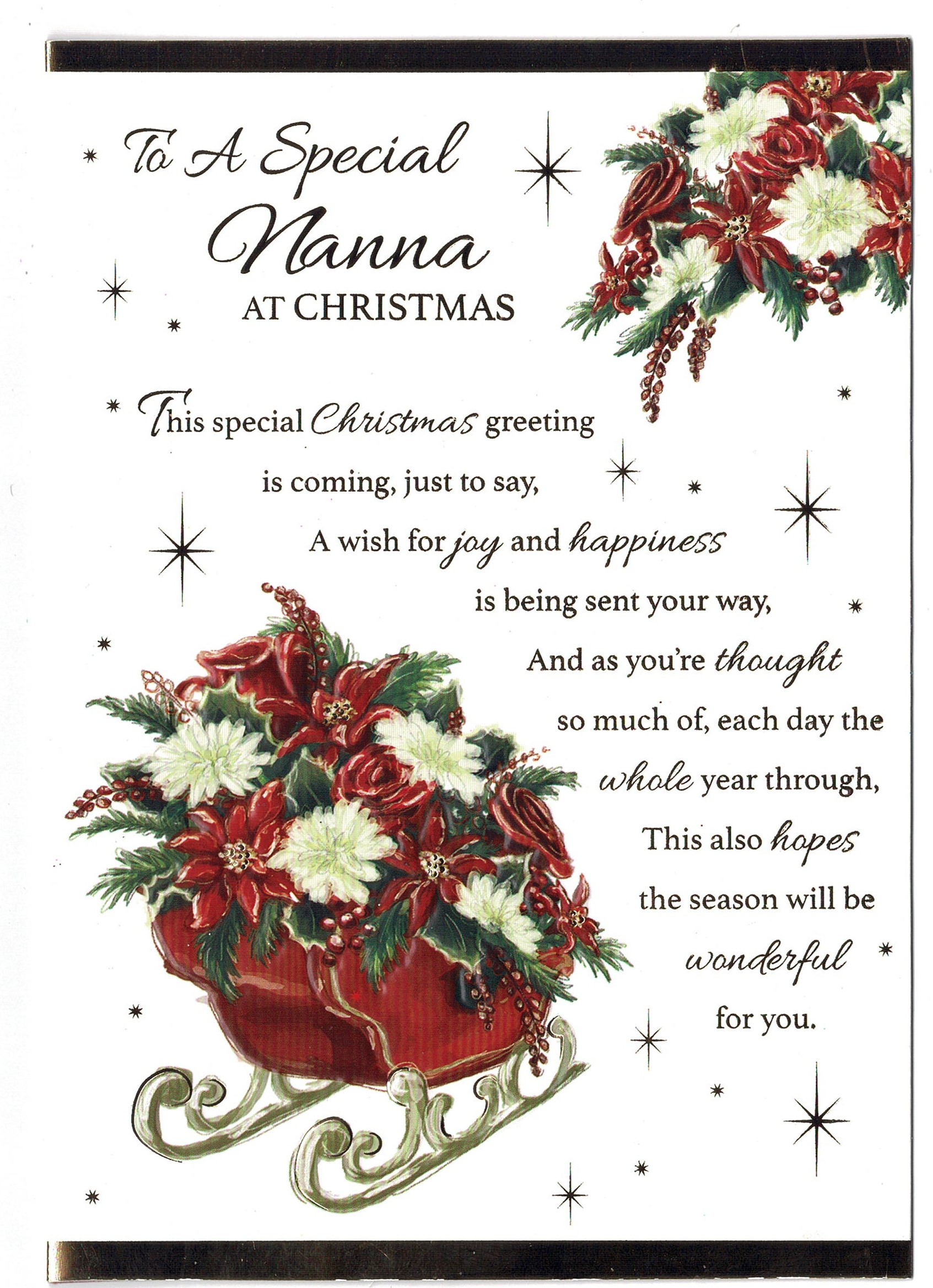 Nanna Christmas Card 'To A Special Nanna' With A Sentiment Verse - With ...