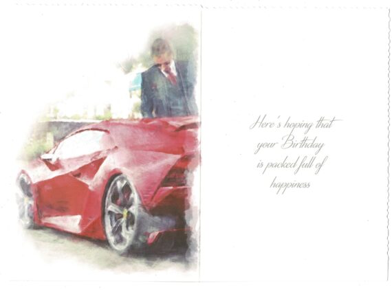 Godfather Birthday Card ~ Red Sports Car ~ Sentiment Verse ~ 19 cm x 14 ...
