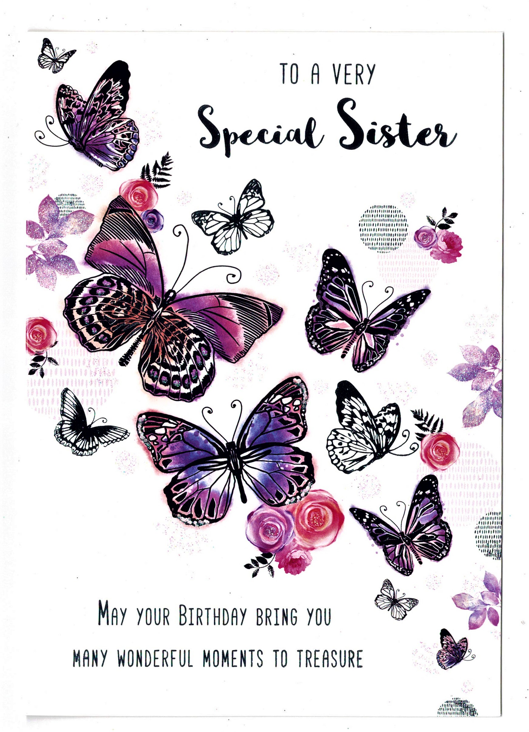 Sister Birthday Card 'Special Sister' Butterfly And Sentiment Verse ...