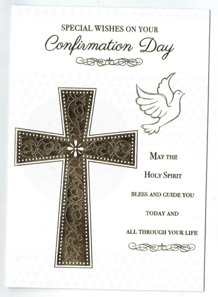 Confirmation Card Embossed With Spiritual Verse In Classic Gold Theme 