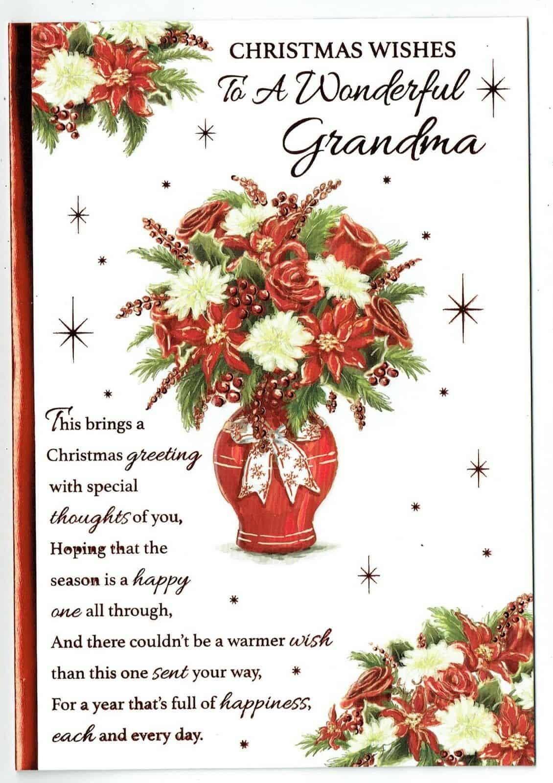 Grandma Christmas Card To A Wonderful Grandma With A Sentiment 