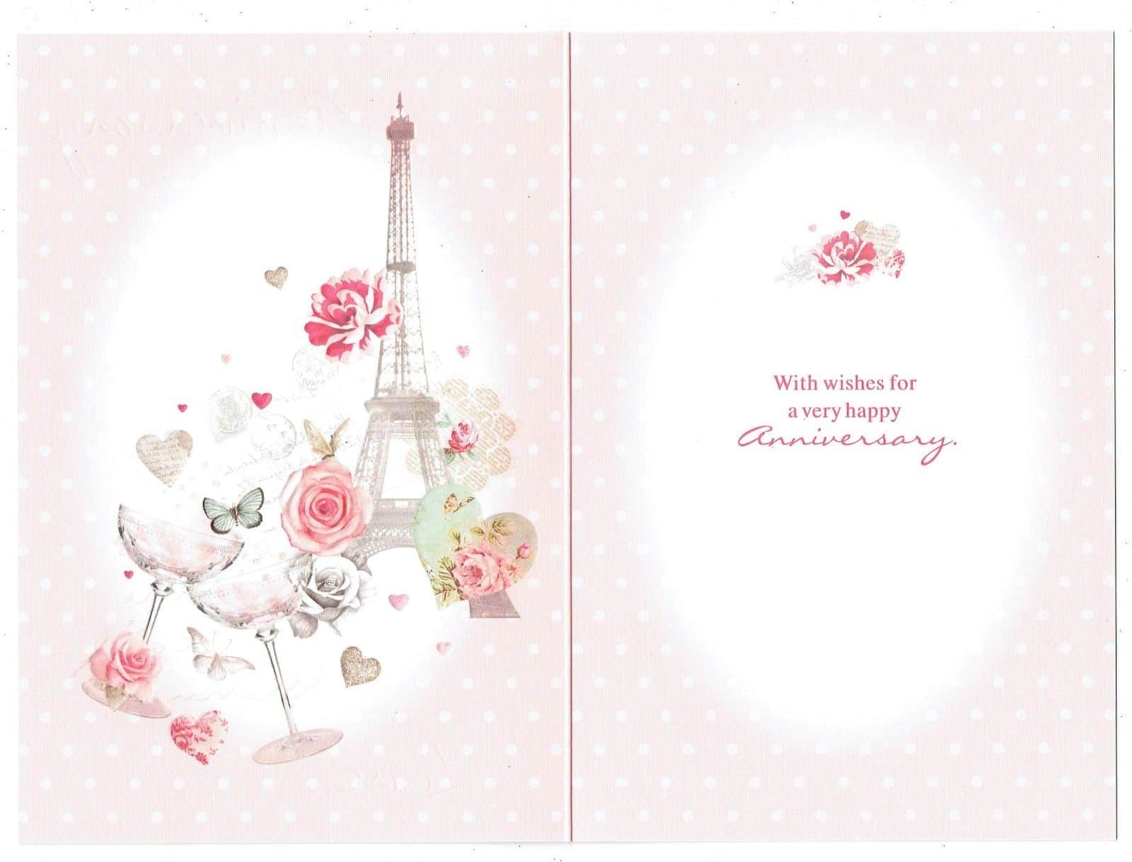 wedding anniversary card with romantic eiffel tower theme