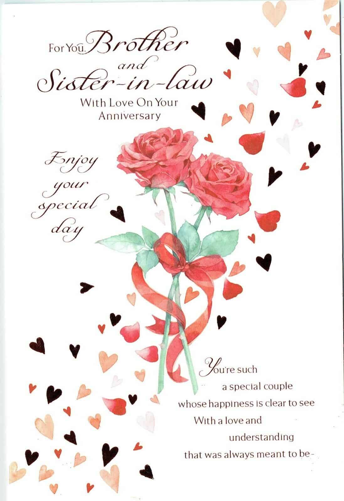  Brother  And Sister  in Law  Anniversary  Card  With Sentiment 